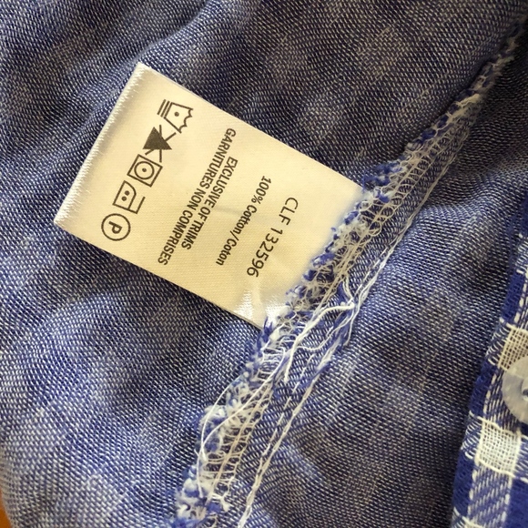 COUPE blue check cotton double layer shirt/pockets - Picture 4 of 7